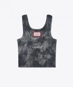 Sree Santhosh Marble Tie Dye Logo Ribbed Tank (Black)