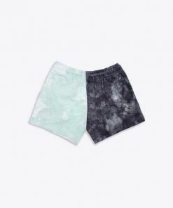 Sree Santhosh Mint/Black Pieced Tie Dye Sweatshorts