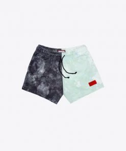Sree Santhosh Mint/Black Pieced Tie Dye Sweatshorts