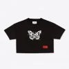 Sree Santhosh CHNGE Logo Butterfly Crop Top (Black)