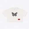 Sree Santhosh CHNGE Logo Butterfly Crop Top (Chalk) Best Selling