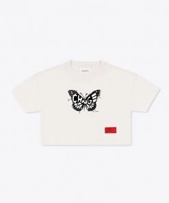 Sree Santhosh CHNGE Logo Butterfly Crop Top (Chalk) Best Selling