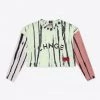 Sree Santhosh Pieced Tie Dye University L/S Crop (Citron/Dusty Rose/Chalk) Best Selling
