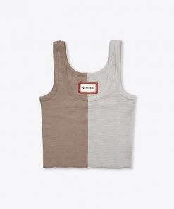 Sree Santhosh Best Selling Pieced Ribbed Tank (Driftwood/Sand)