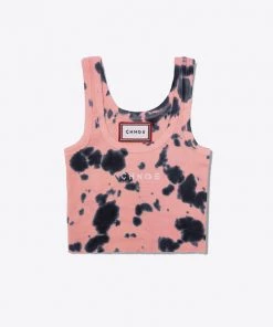 Sree Santhosh Splotch Tie Dye Logo Ribbed Tank (Dusty Rose)