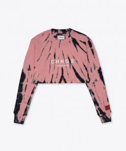 Sree Santhosh Best Selling Tie Dye CHNGE Worldwide Crop L/S Thermal (Dusty Rose)