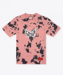 Sree Santhosh Tie Dye Butterfly Logo S/S T-Shirt (Dusty Rose/Black) Best Selling