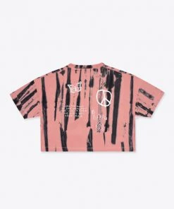 Sree Santhosh Best Selling Tie Dye Love Peace S/S Crop (Dusty Rose)