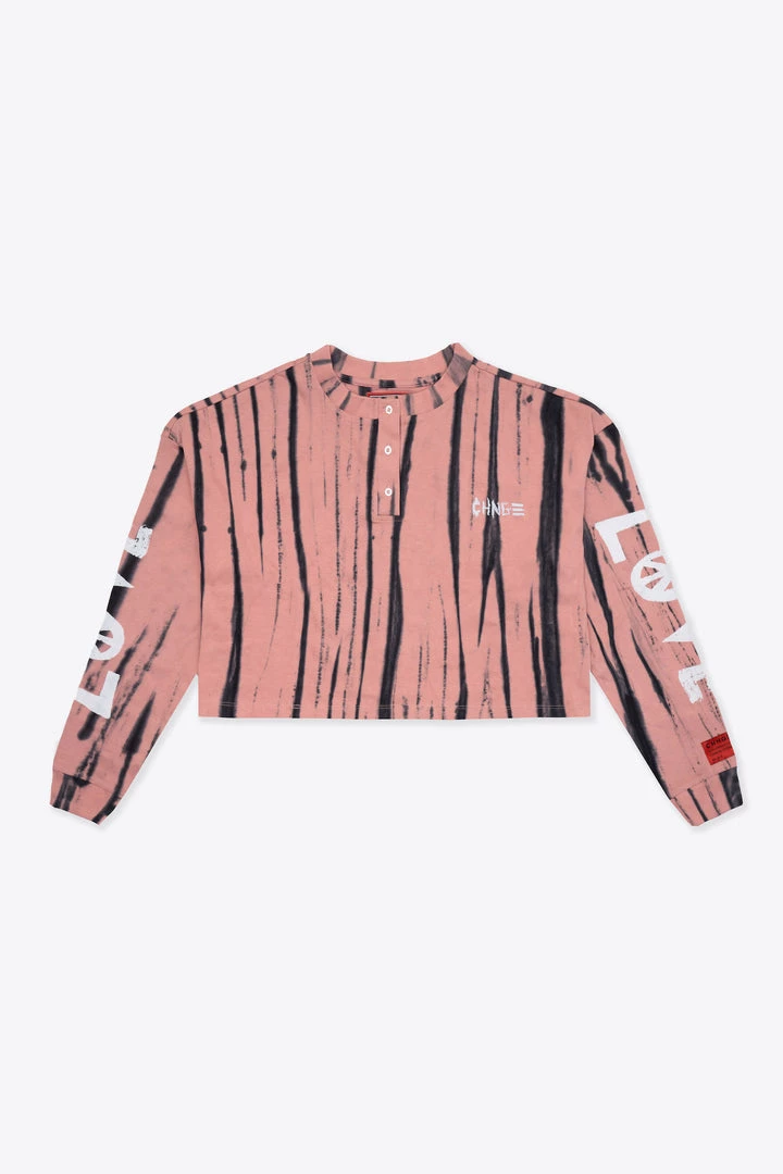 Sree Santhosh Best Selling Tie Dye Love Peace L/S Cuffed Henley Crop (Dusty Rose) 4 Sree Santhosh Best Selling Tie Dye Love Peace L/S Cuffed Henley Crop (Dusty Rose)