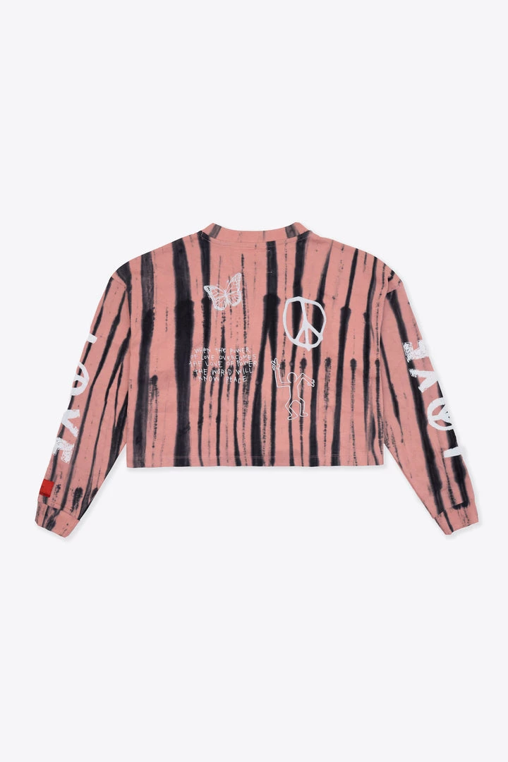 Sree Santhosh Best Selling Tie Dye Love Peace L/S Cuffed Henley Crop (Dusty Rose) 3 Sree Santhosh Best Selling Tie Dye Love Peace L/S Cuffed Henley Crop (Dusty Rose)
