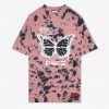 Sree Santhosh Best Selling Tie Dye Butterfly Logo T-Shirt Dress (Dusty Rose/Black)