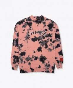 Sree Santhosh Dusty Rose CHNGE Logo Splotch Tie Dye Crewneck
