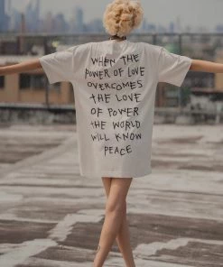 Sree Santhosh Power Of Love T-Shirt Dress (Chalk) Best Selling