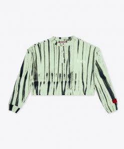 Sree Santhosh Best Selling Tie Dye Butterfly L/S Cuffed Henley Crop (Citron)