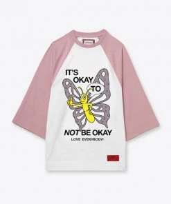 Sree Santhosh Best Selling Okay Raglan Tee (White/Dusty Mauve)