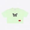 Sree Santhosh Best Selling CHNGE Logo Butterfly Crop Top (Citron)