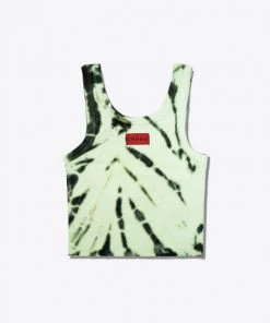 Sree Santhosh Tiger Stripe Tie Dye Logo Ribbed Tank (Lime)