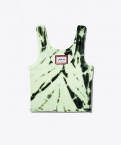 Sree Santhosh Tiger Stripe Tie Dye Logo Ribbed Tank (Lime)