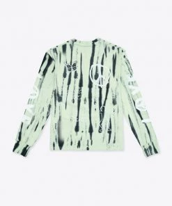 Sree Santhosh Best Selling Tie Dye Love Peace Cuffed L/S T-Shirt (Pistachio/Black)