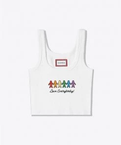 Sree Santhosh Love Everybody Ribbed Tank (White) Best Selling
