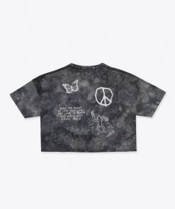 Sree Santhosh Tie Dye Love Peace S/S Crop (Black Marble)