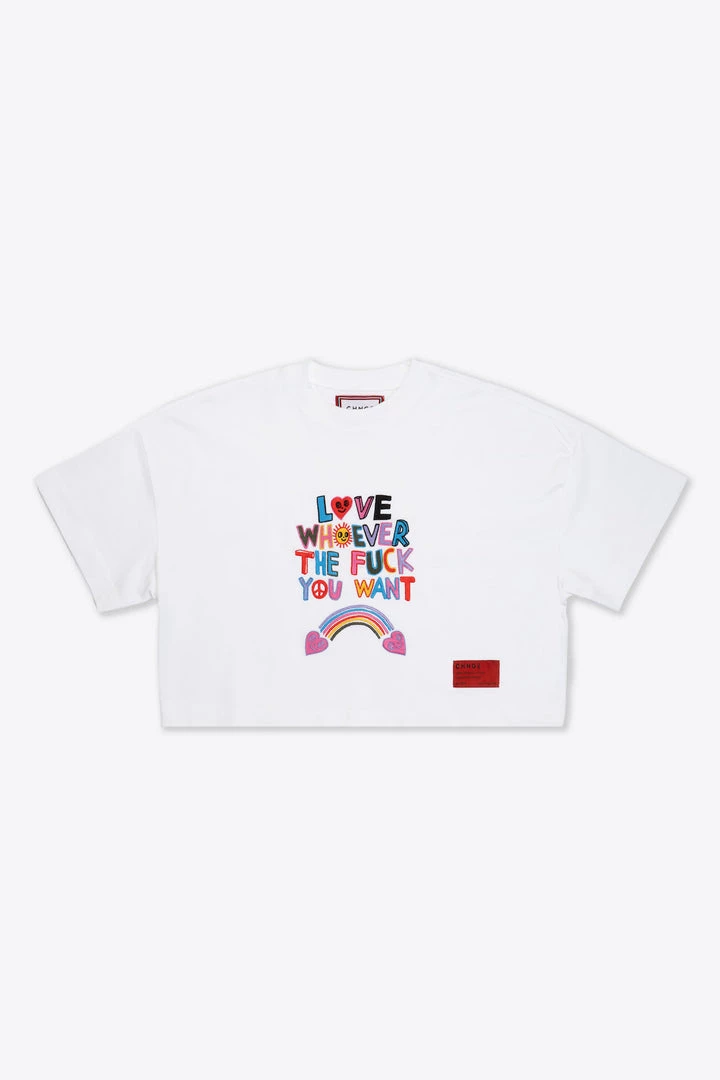 Sree Santhosh Best Selling Love Whoever S/S Crop (White) 3 Sree Santhosh Best Selling Love Whoever S/S Crop (White)