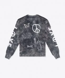 Sree Santhosh Tie Dye Love Peace Cuffed L/S T-Shirt (Chalk/Black)