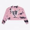 Sree Santhosh Tie Dye Butterfly L/S Cuffed Henley Crop (Mauve) Best Selling