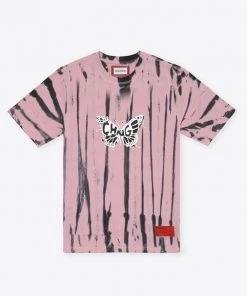 Sree Santhosh Tie Dye Butterfly Logo S/S T-Shirt (Mauve/Black) Best Selling