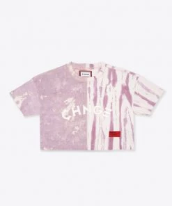 Sree Santhosh Tie Dye Pieced University S/S Crop (Mauve/Chalk) Best Selling