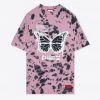 Sree Santhosh Best Selling Tie Dye Butterfly Logo T-Shirt Dress (Mauve/Black)