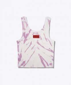 Sree Santhosh Tiger Stripe Tie Dye Logo Ribbed Tank (Mauve/Chalk) Best Selling