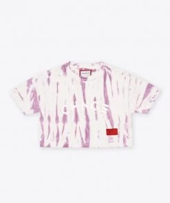 Sree Santhosh Best Selling Tie Dye University S/S Crop (Mauve/Chalk)