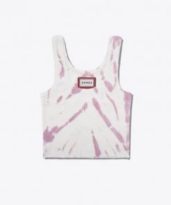 Sree Santhosh Tiger Stripe Tie Dye Logo Ribbed Tank (Mauve/Chalk) Best Selling
