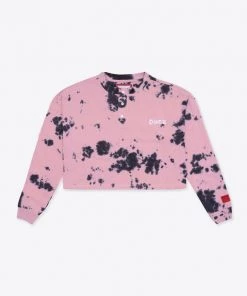 Sree Santhosh Tie Dye Butterfly L/S Cuffed Henley Crop (Mauve) Best Selling