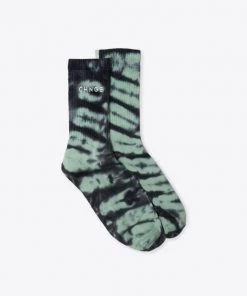 Sree Santhosh Mint/Black Tiger Tie Dye CHNGE Logo Socks Accessories