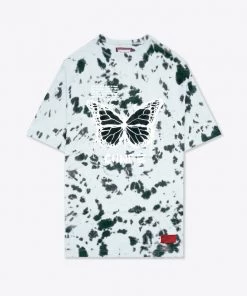 Sree Santhosh Tie Dye Butterfly Logo T-Shirt Dress (Mint/Black)