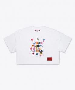 Sree Santhosh More Plants Less Assholes S/S Crop (White)