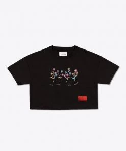 Sree Santhosh Best Selling More Plants Crop Top (Black)