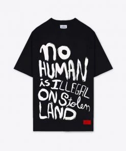 Sree Santhosh No Human Is Illegal T-Shirt Dress (Black)