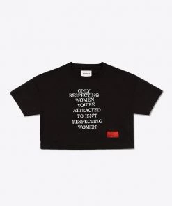 Sree Santhosh Respecting Women Crop Top (Black)
