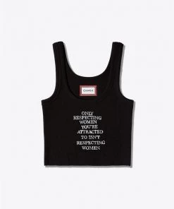 Sree Santhosh Respecting Women Ribbed Tank (Black)