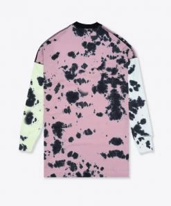 Sree Santhosh Tie Dye Pieced CHNGE Worldwide L/S T-Shirt Dress (Mint/Mauve/Lime) Best Selling