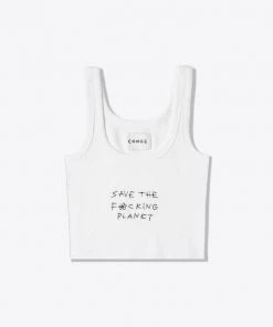 Chnge-nyc Save The F*cking Planet Ribbed Tank (White) Best Selling