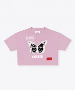 Sree Santhosh Butterfly Quote Crop Top (Mauve)