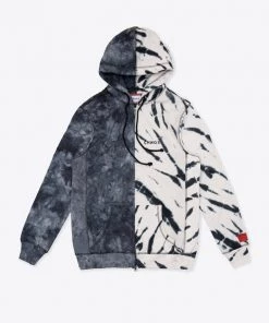 Sree Santhosh Best Selling Black/Chalk Tie Dye Pieced Logo Zip Hoodie