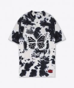 Sree Santhosh Tie Dye Butterfly Logo T-Shirt Dress (Chalk/Black)