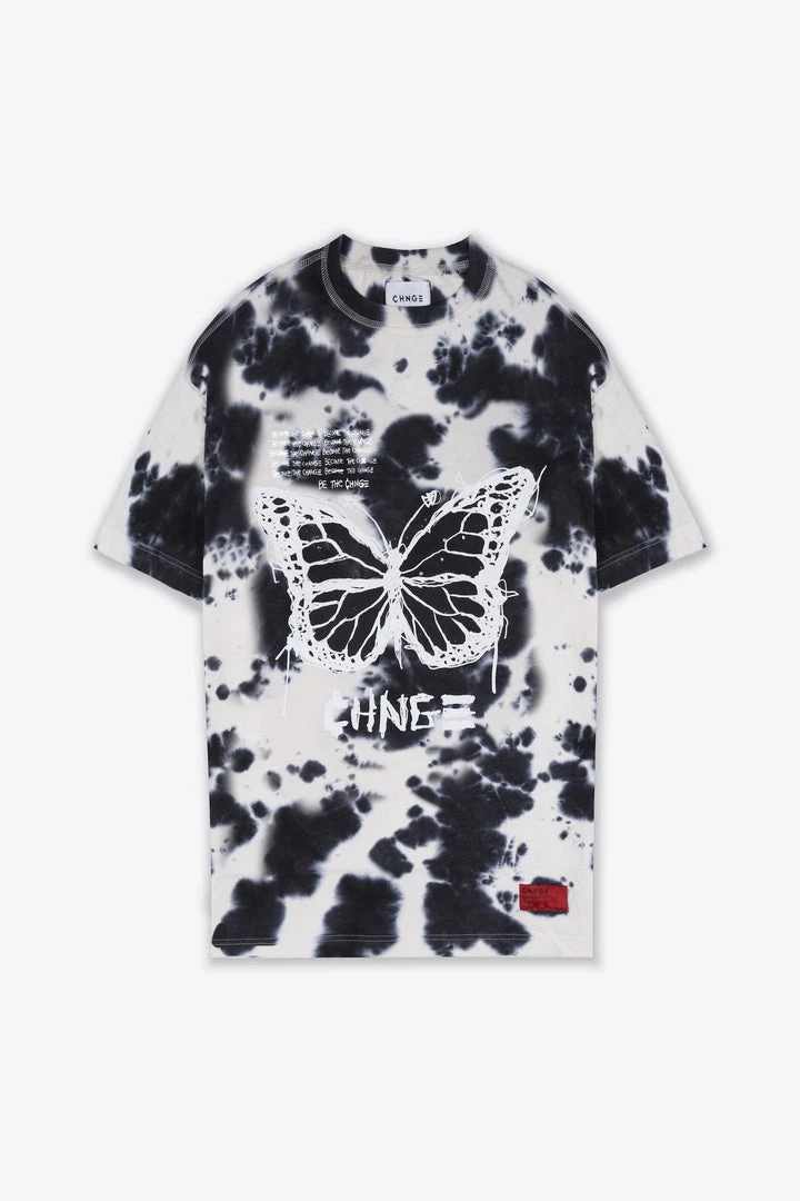 Sree Santhosh Tie Dye Butterfly Logo T-Shirt Dress (Chalk/Black) 3 Sree Santhosh Tie Dye Butterfly Logo T-Shirt Dress (Chalk/Black)