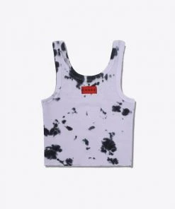 Sree Santhosh Best Selling Splotch Tie Dye Logo Ribbed Tank (Violet)