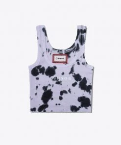 Sree Santhosh Best Selling Splotch Tie Dye Logo Ribbed Tank (Violet)